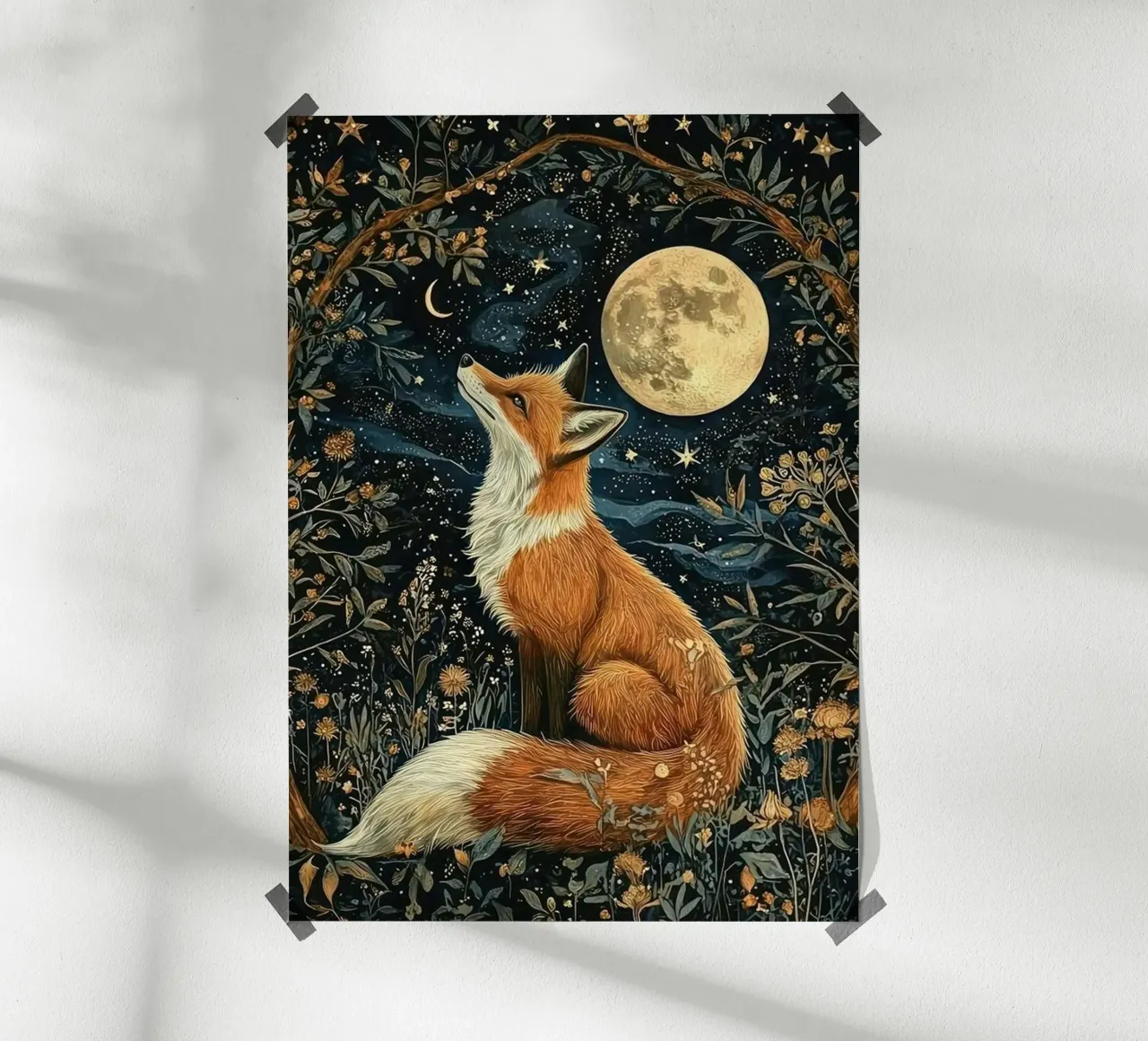 Morris fox at Night poster con telaio in legno da More Art