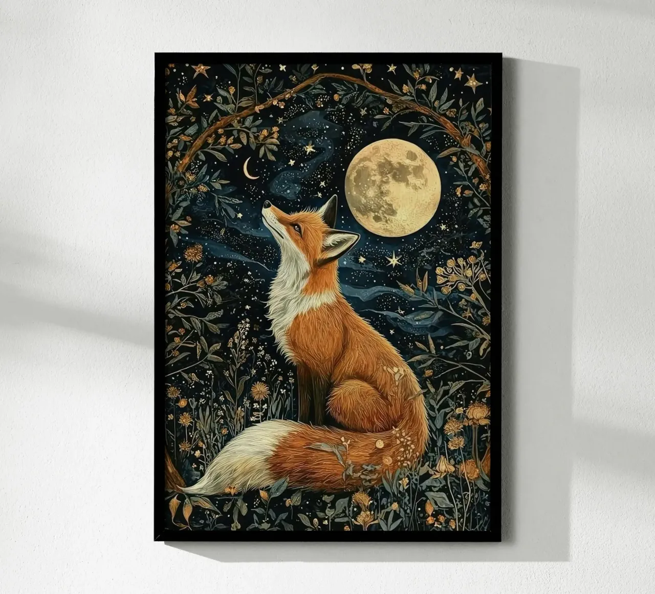 Morris fox at Night poster con telaio in legno da More Art