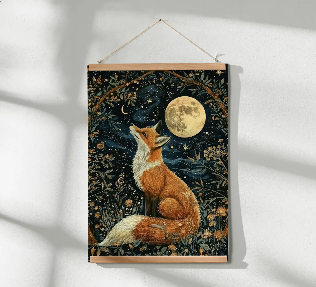 Morris fox at Night poster con telaio in legno da More Art
