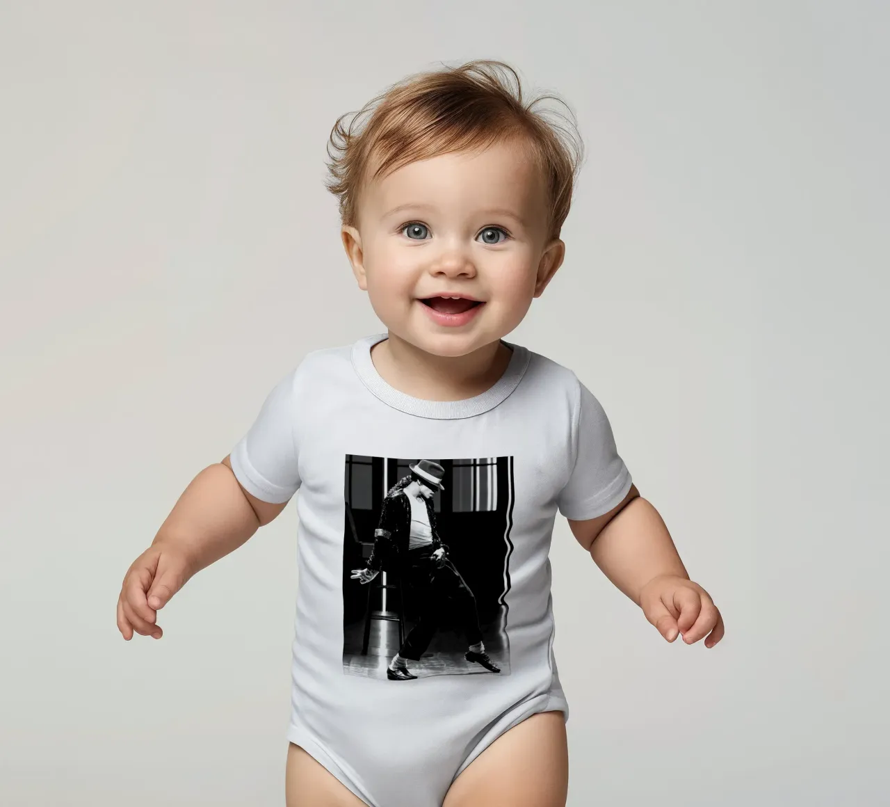 Ballo in bianco e nero Re del Pop Michael Jackson body neonato maniche corte da wernoka