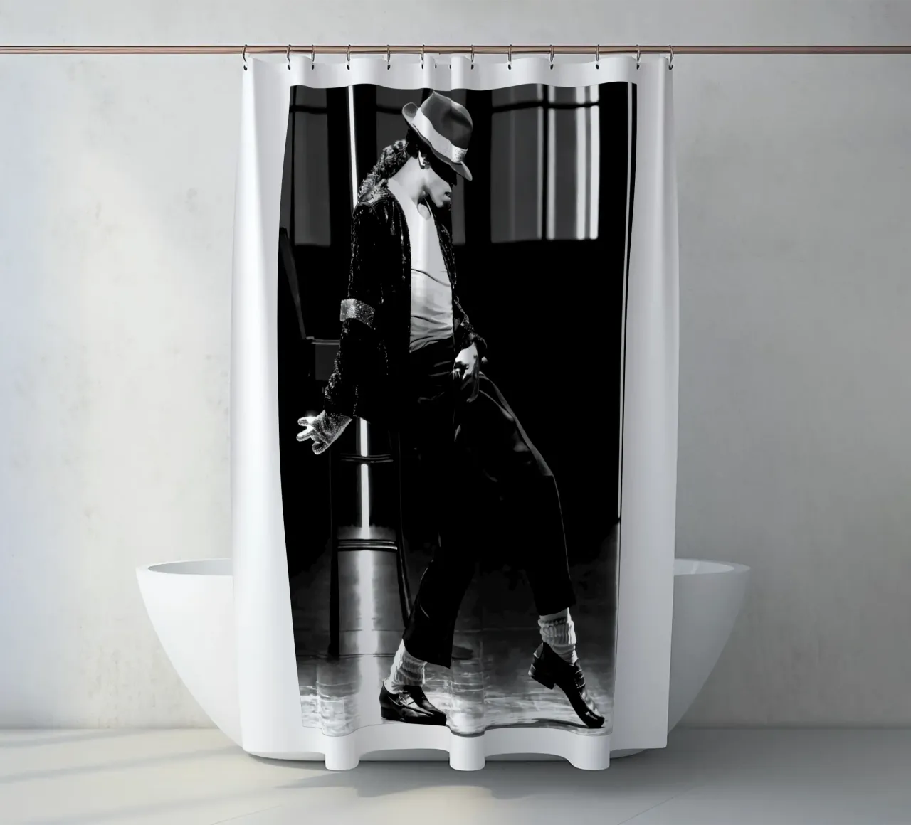 Ballo in bianco e nero Re del Pop Michael Jackson tenda da doccia da wernoka