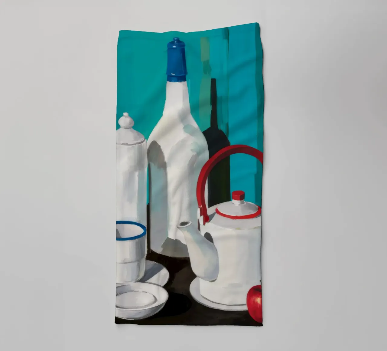 White Teapot Red Apple towel by Stone Decade