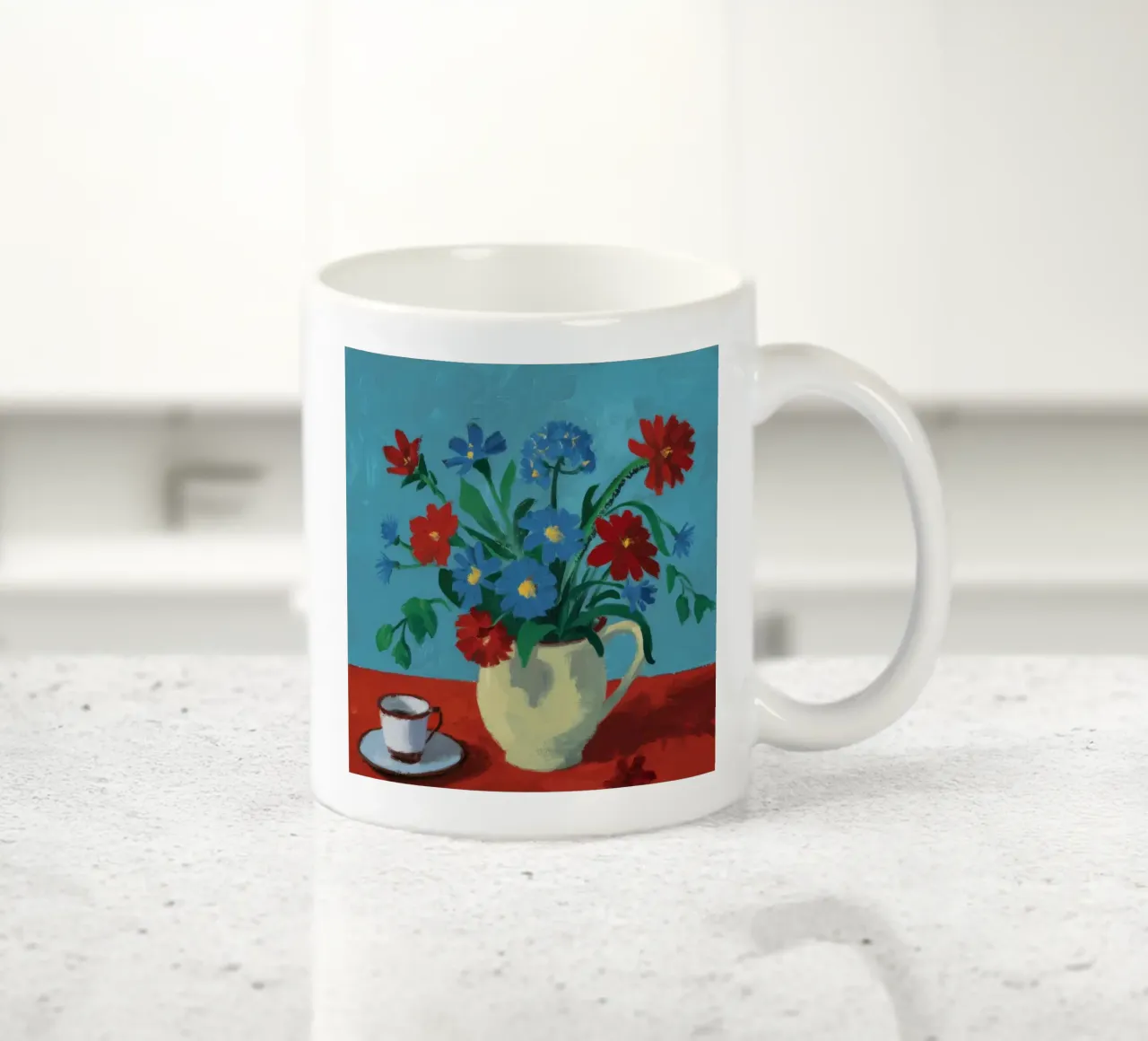 Brocca bianca con papaveri rossi tazza in ceramica da Stone Decade