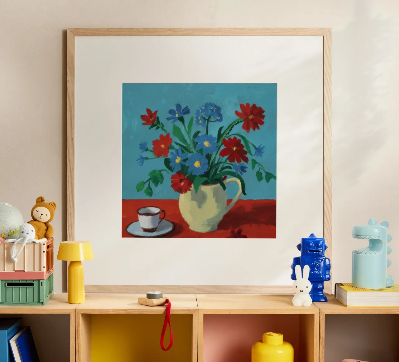 Rote Mohnblumen Weißer Krug Poster von Stone Decade