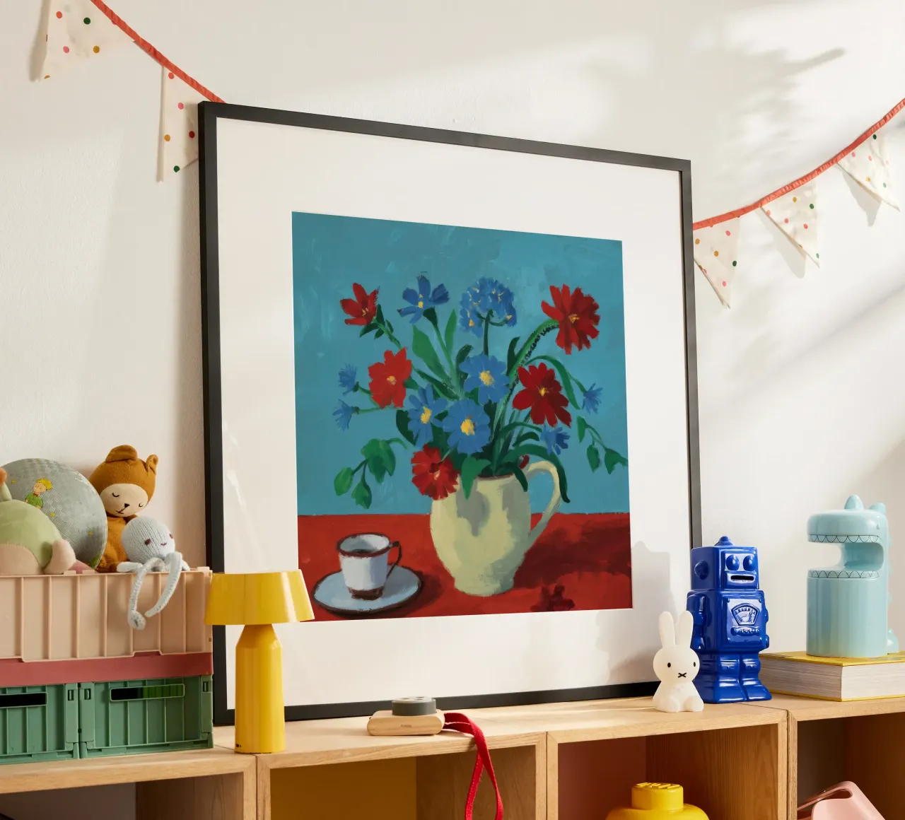 Rote Mohnblumen Weißer Krug Poster von Stone Decade