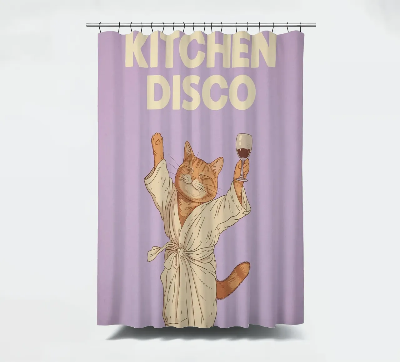 Kitchen Disco Cat shower curtain by oneroad