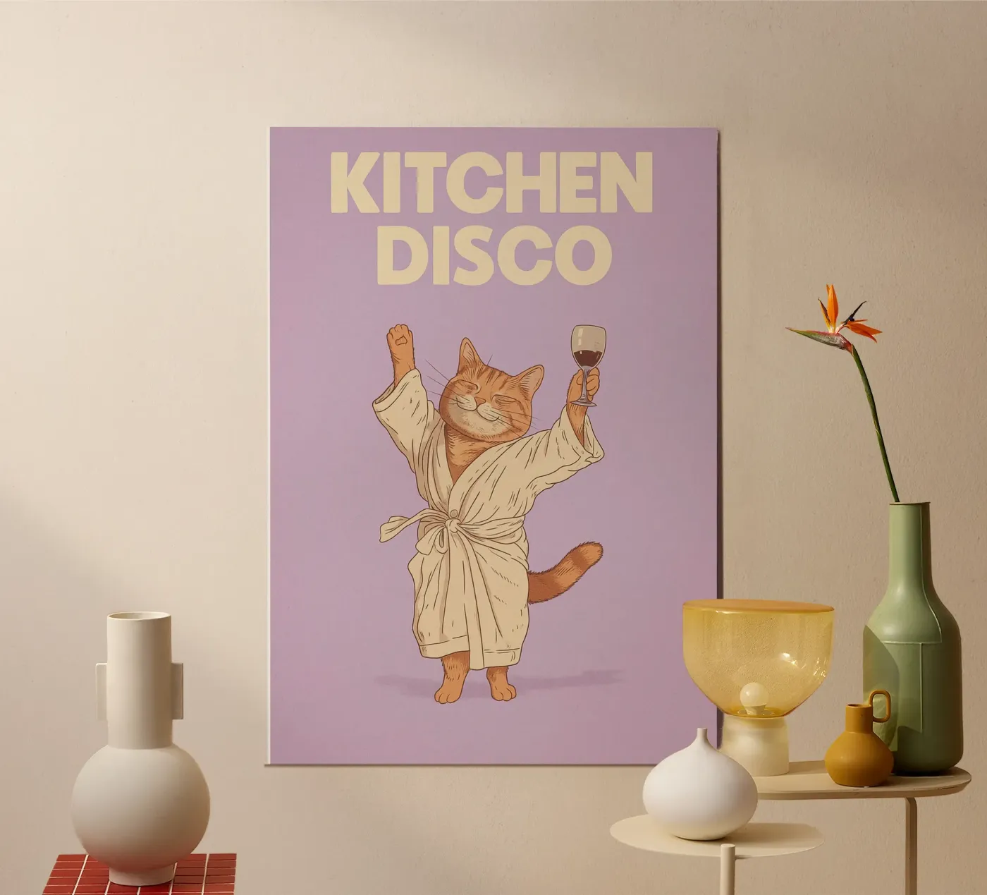 Kitchen Disco Cat poster by oneroad