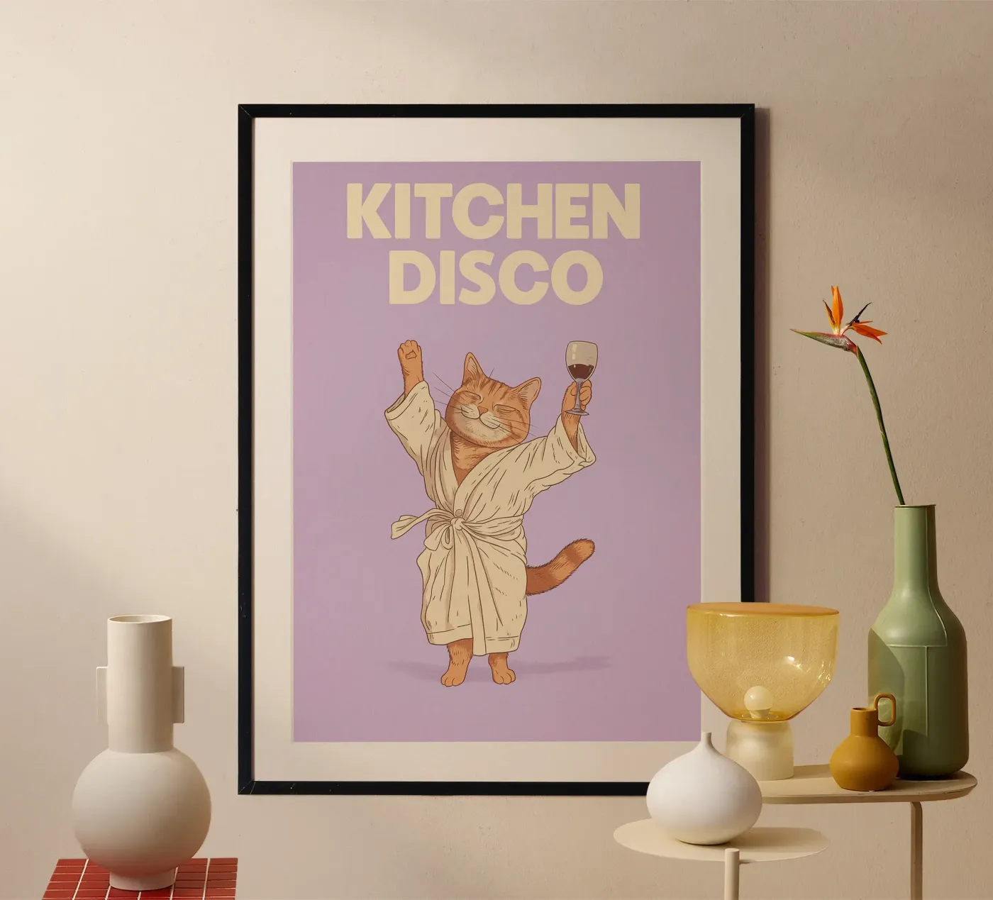 Kitchen Disco Cat poster by oneroad
