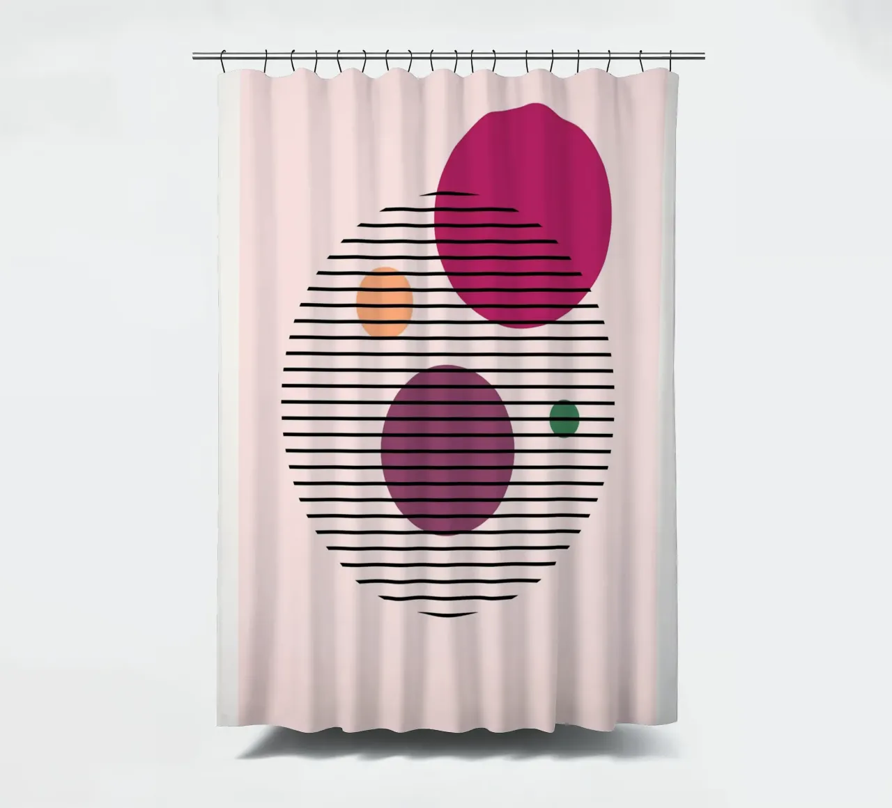 Abstract Circles – Geometrische Kunst in Rosa Duschvorhang von Studio Vibe