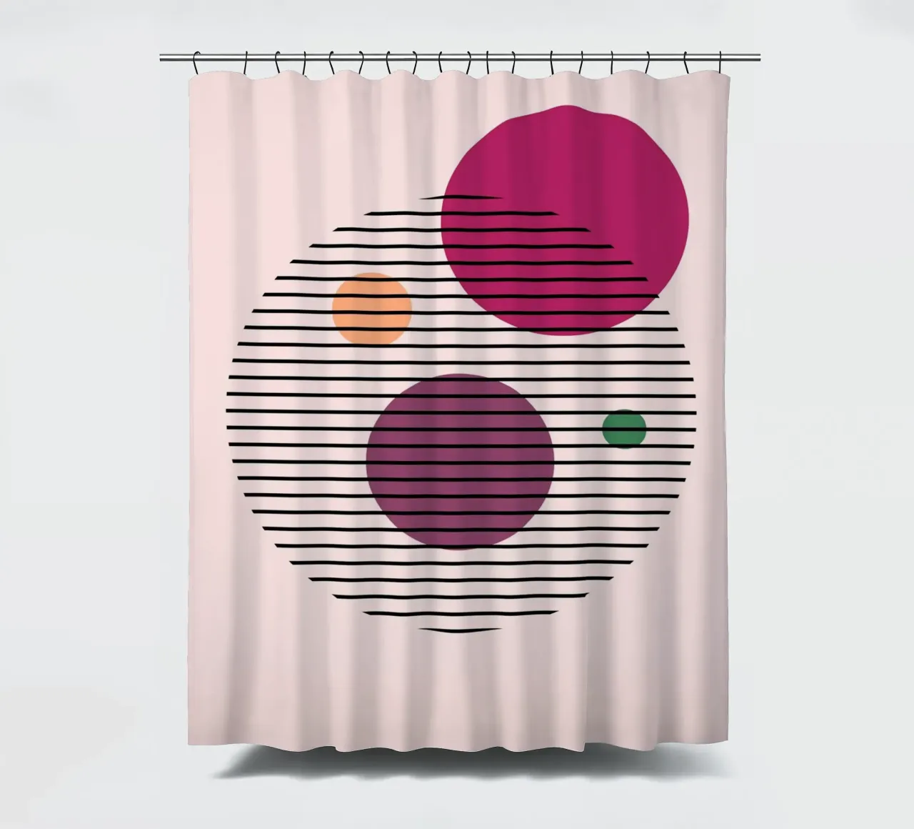Abstract Circles – Geometrische Kunst in Rosa Duschvorhang von Studio Vibe