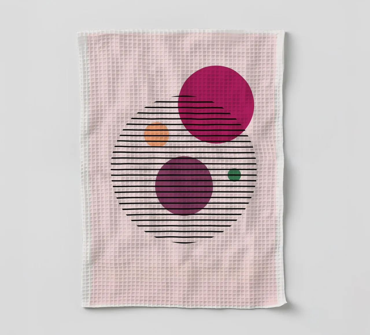 Abstract Circles – Geometrische Kunst in Rosa Geschirrtuch von Studio Vibe