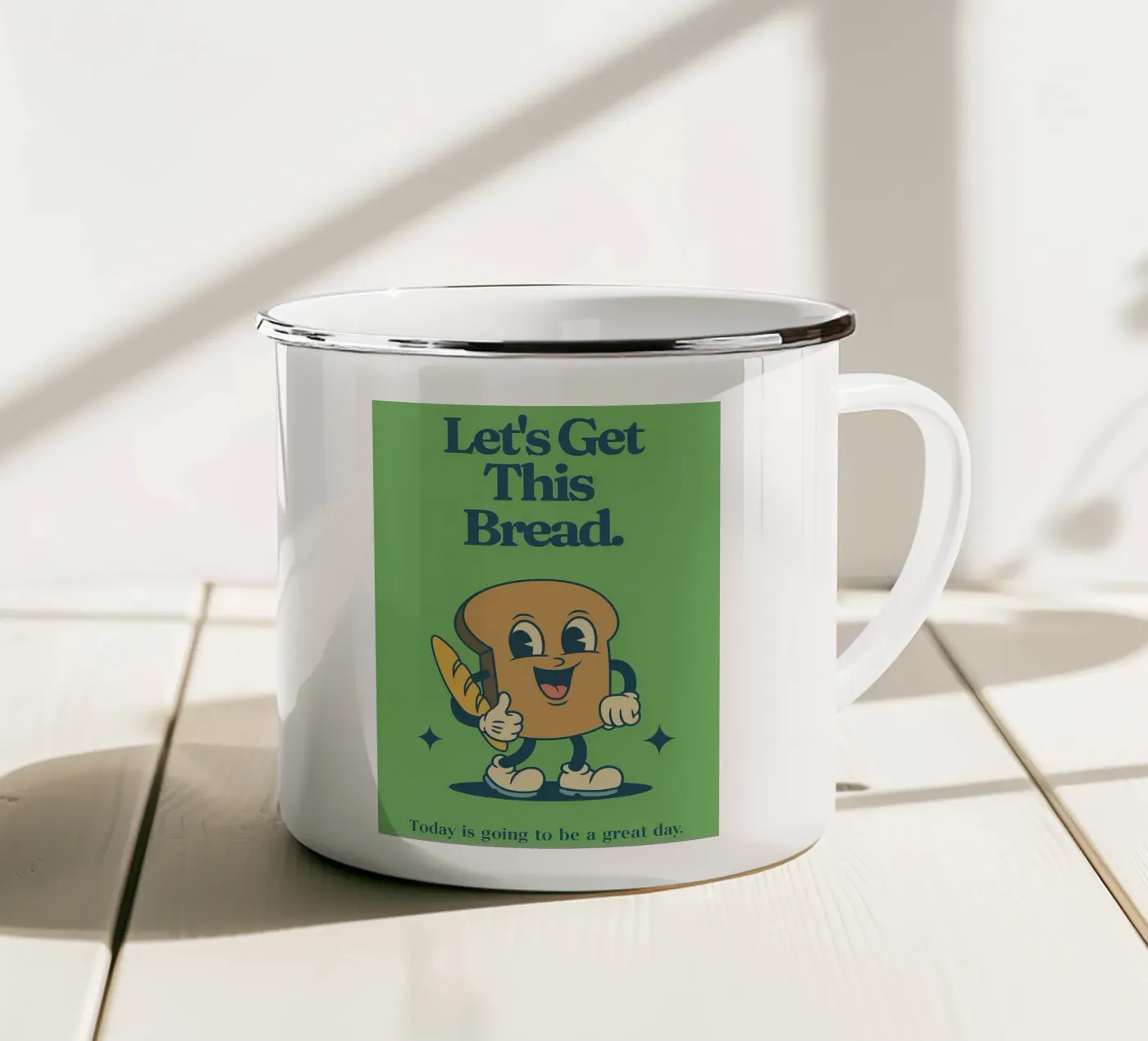 Let's Get This Bread enamel mug by oneroad
