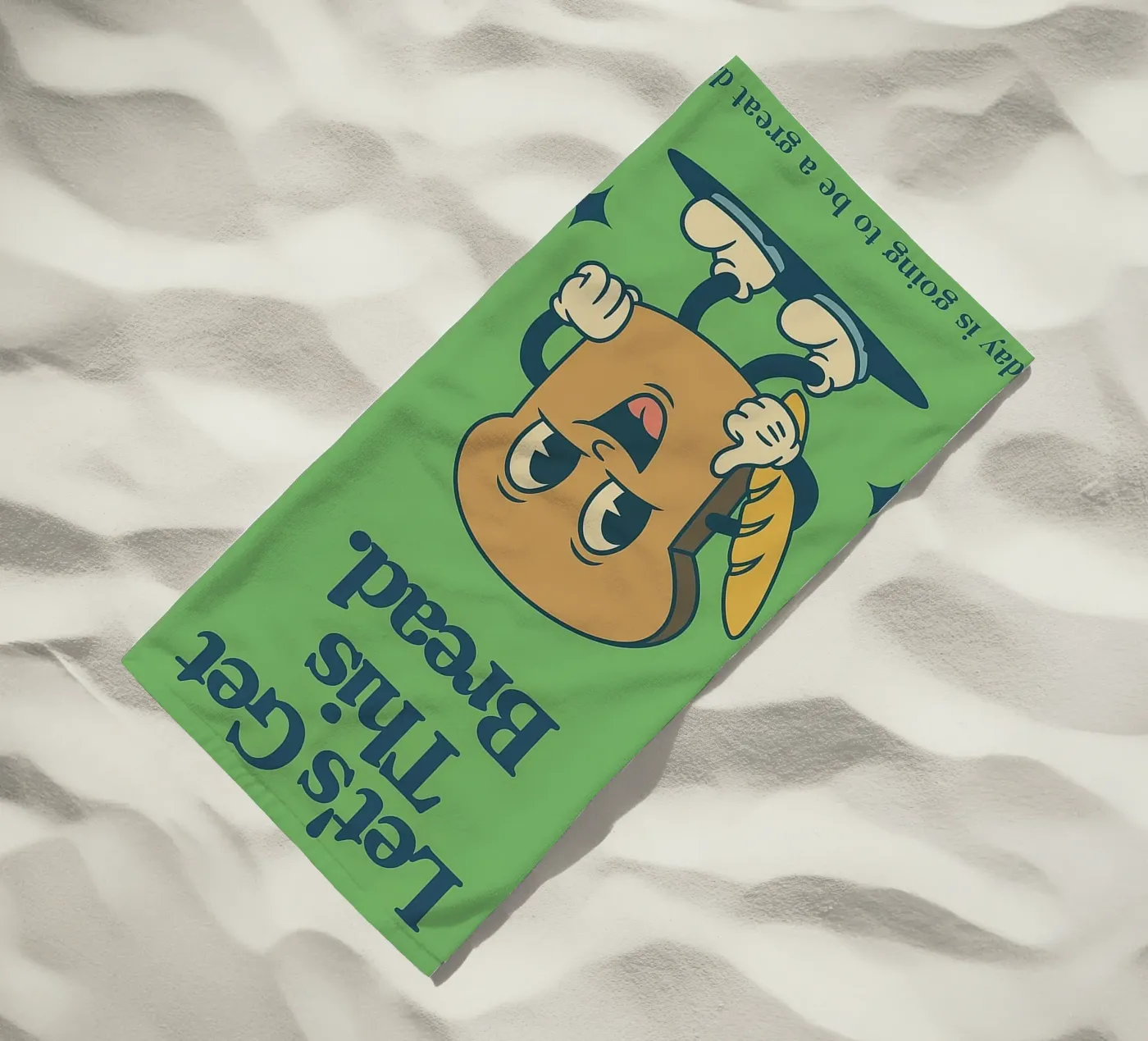 Laten we dit brood gaan halen strandhanddoek van oneroad