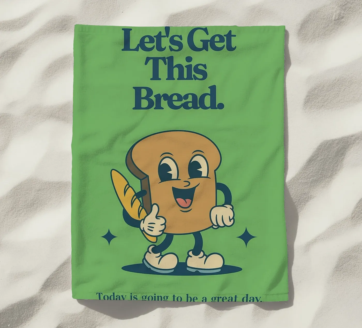 Laten we dit brood gaan halen strandhanddoek van oneroad