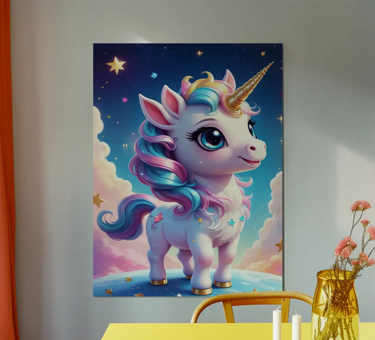 Amore unicorno poster con telaio in legno da Cute Art