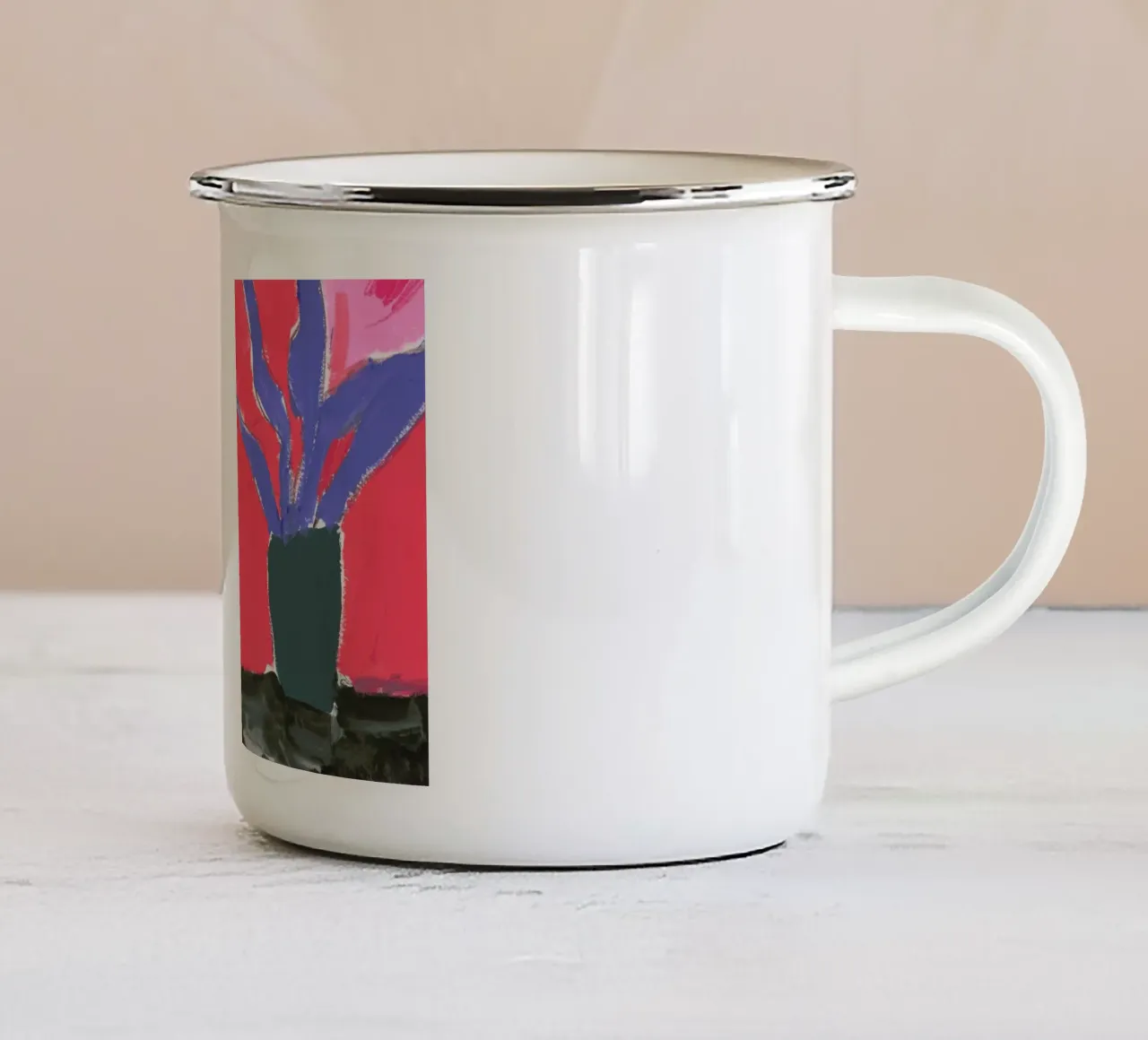 Plants On A Black Table tazza in smalto da Sonia Brittain