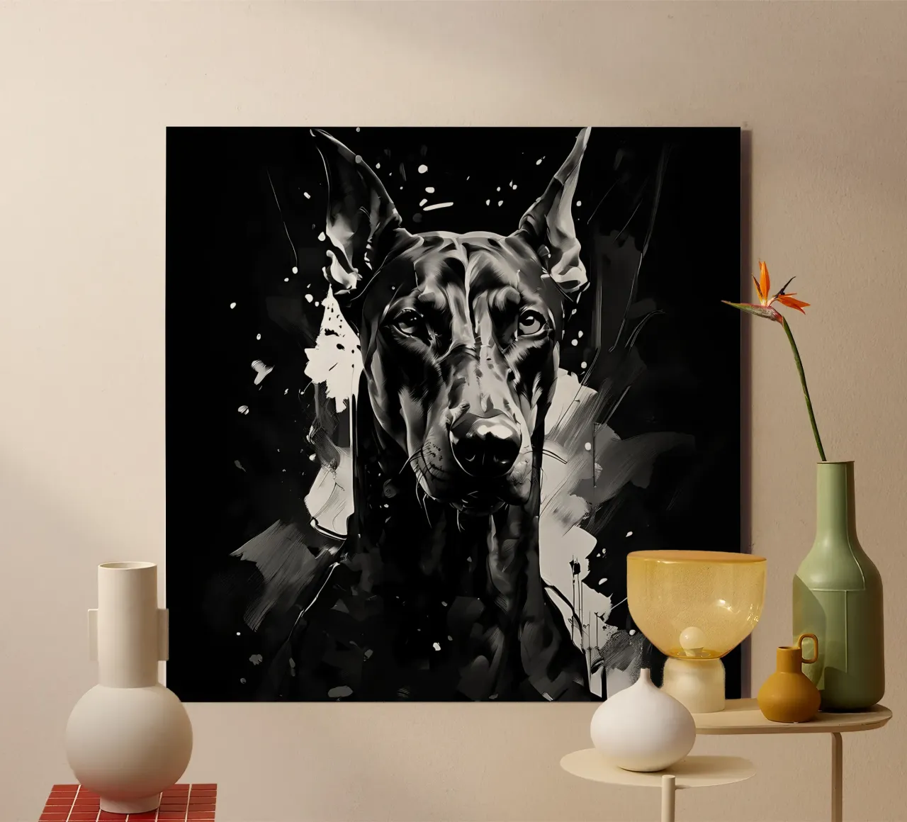 Cane, Doberman_style_I_1 alluminio dibond da Tierisch bunt by LK