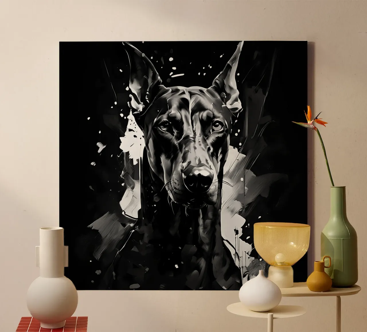 Cane, Doberman_style_I_1 tela da Tierisch bunt by LK