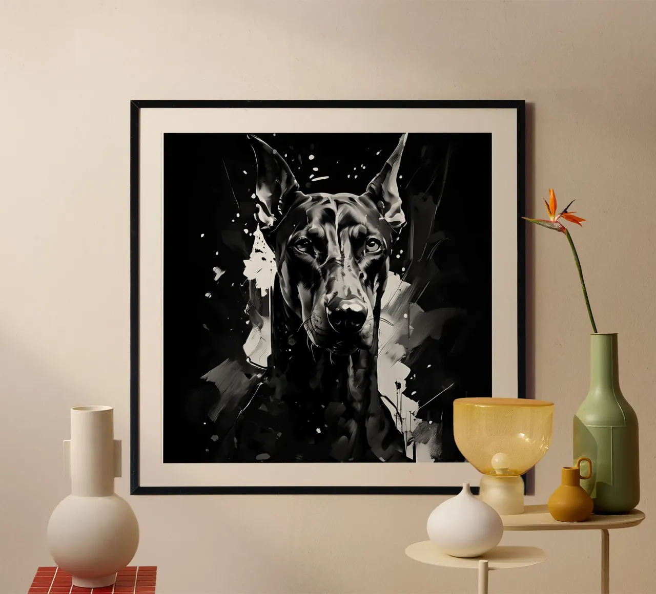 Hund, Dobermann_style_I_1 Poster von Tierisch bunt by LK