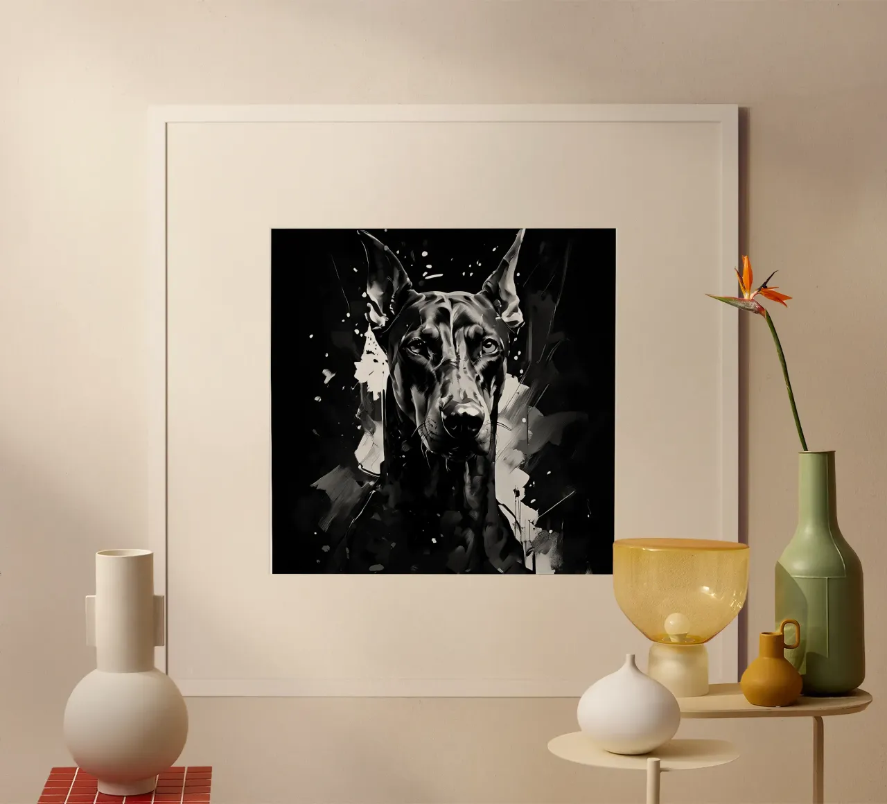 Hund, Dobermann_style_I_1 Poster von Tierisch bunt by LK