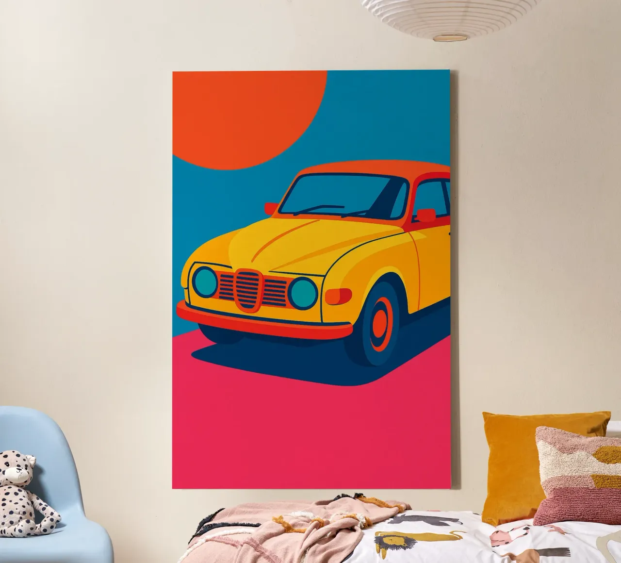Voiture Jaune - The vintage pop icon that lights up your walls canvas with Floater frame by JETLAG | affiches voyage