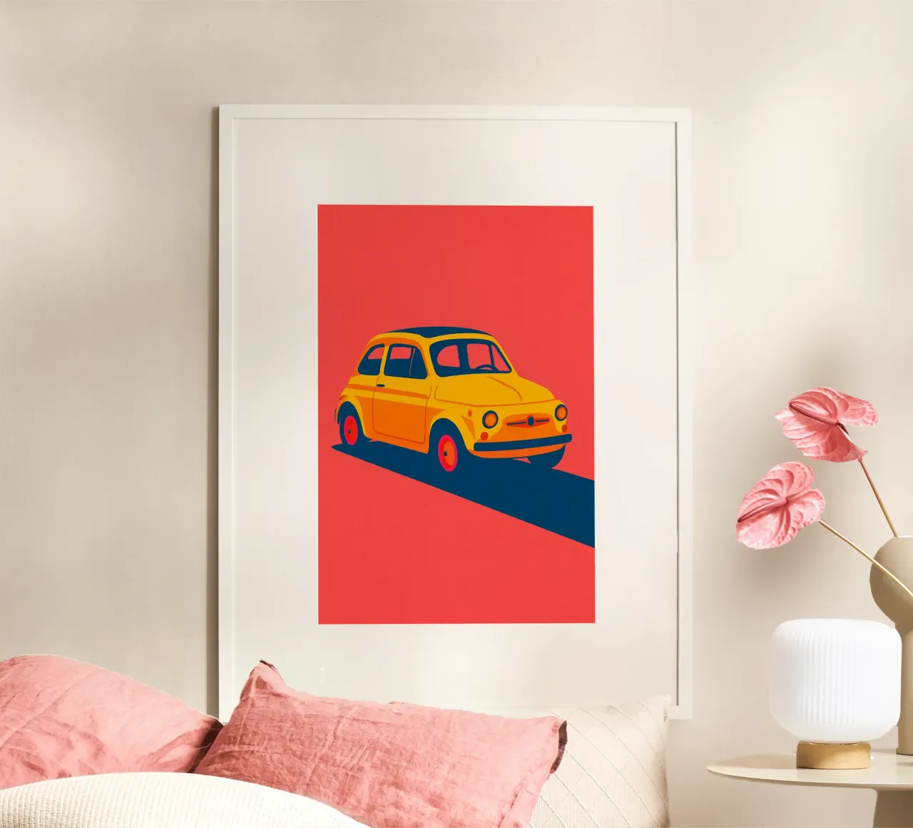 Auto Vintage - L'eleganza grafica di un'auto di culto poster con telaio in plastica da JETLAG | affiches voyage
