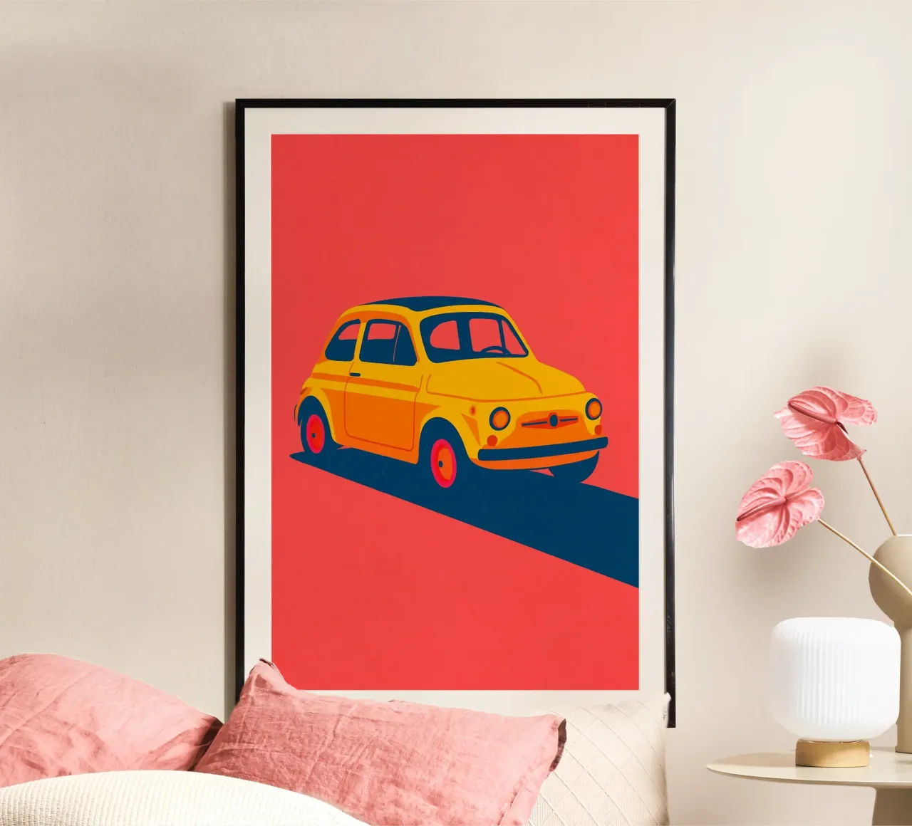 Auto Vintage - L'eleganza grafica di un'auto di culto poster con telaio in plastica da JETLAG | affiches voyage