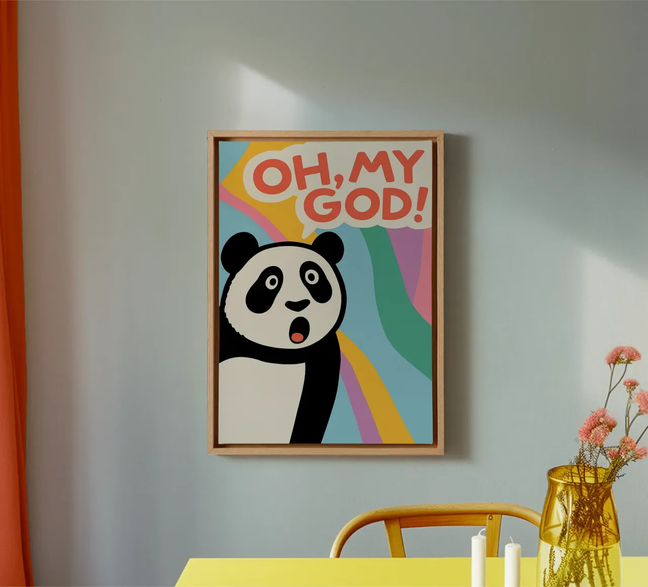 Panda Divertente Oh mio Dio tela con Cornice a cassetta da oneroad