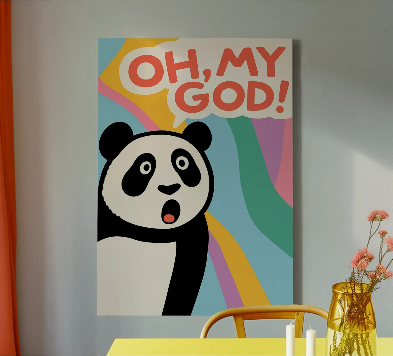 Panda Divertente Oh mio Dio tela con Cornice a cassetta da oneroad