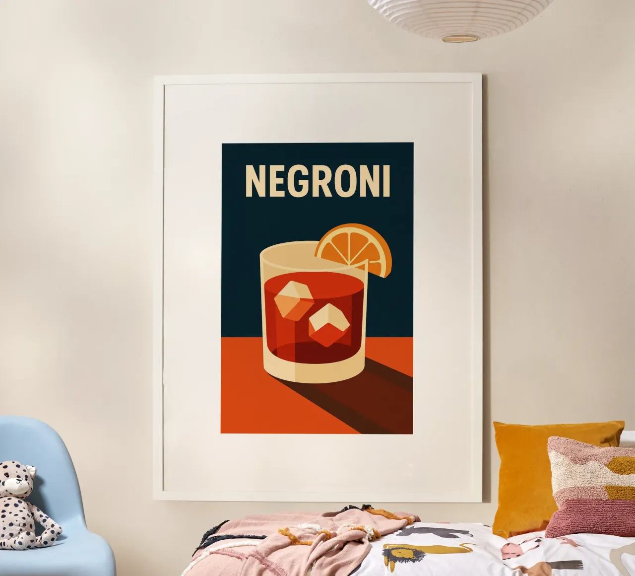 Negroni - Una versione di design dell'icona italiana poster con telaio in legno da Boissons - Affiches & posters - Retro