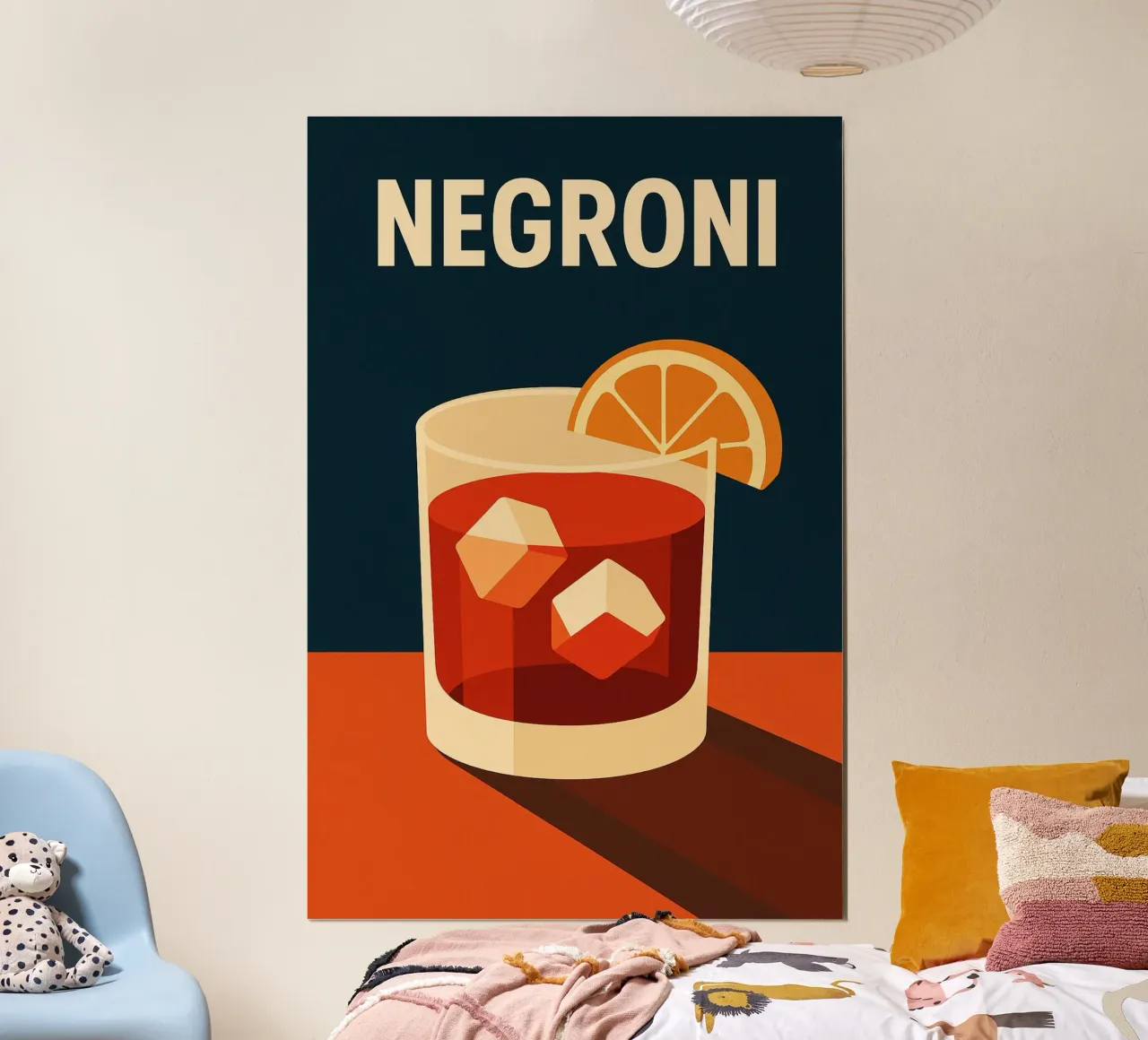 Negroni - Una versione di design dell'icona italiana poster con telaio in legno da Boissons - Affiches & posters - Retro