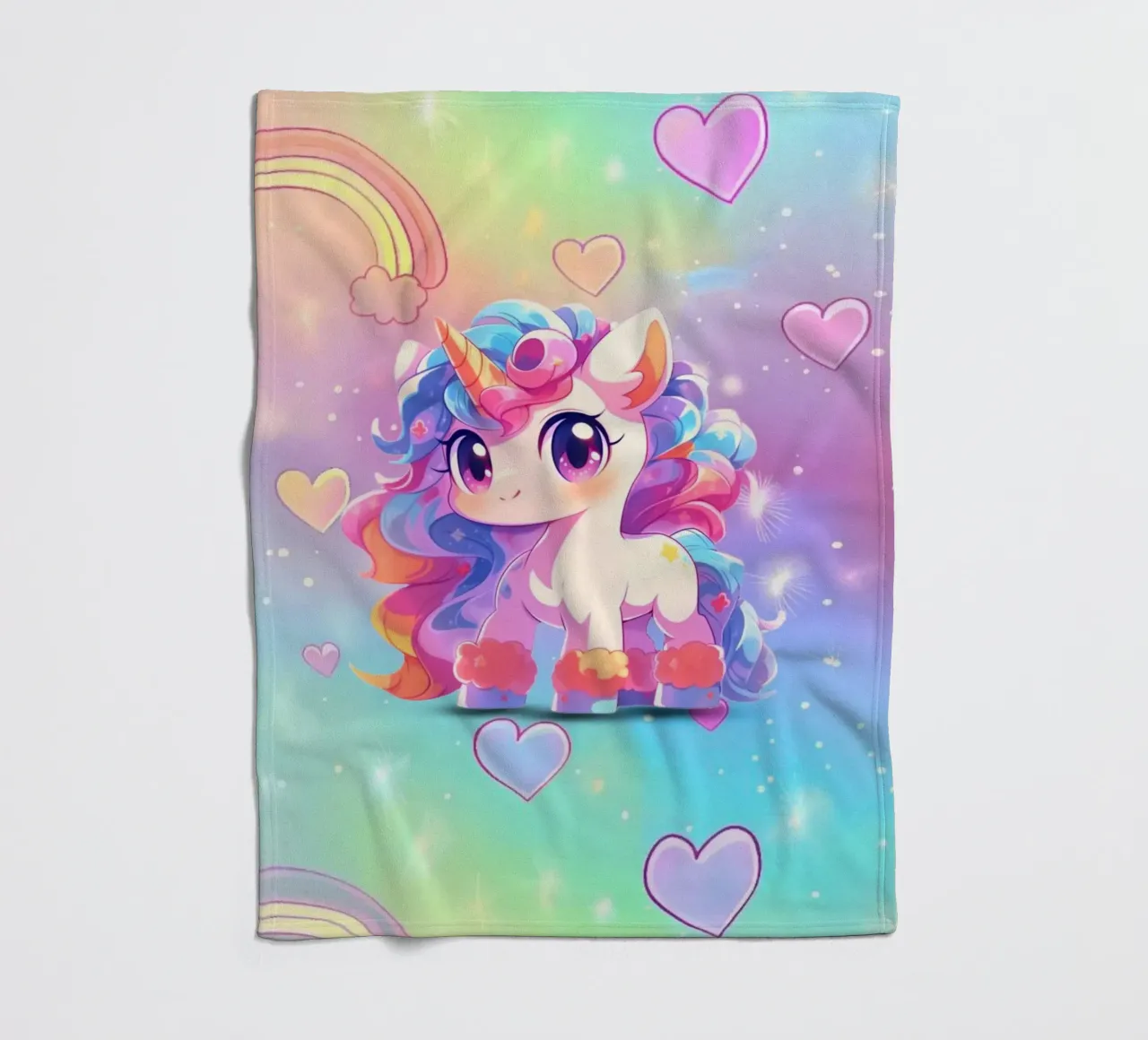Unicorn Cute fleece blanket by Cute Art