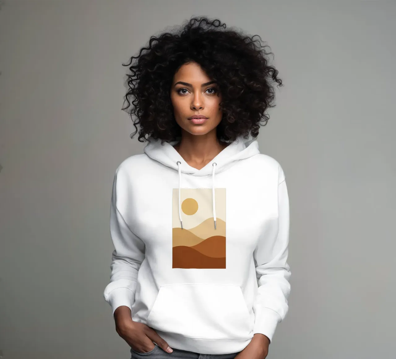 Minimal Desert - Serenità dorata per la vostra parete felpa con cappuccio da Affiches Soleil & Déco Lumineuse – Sunny