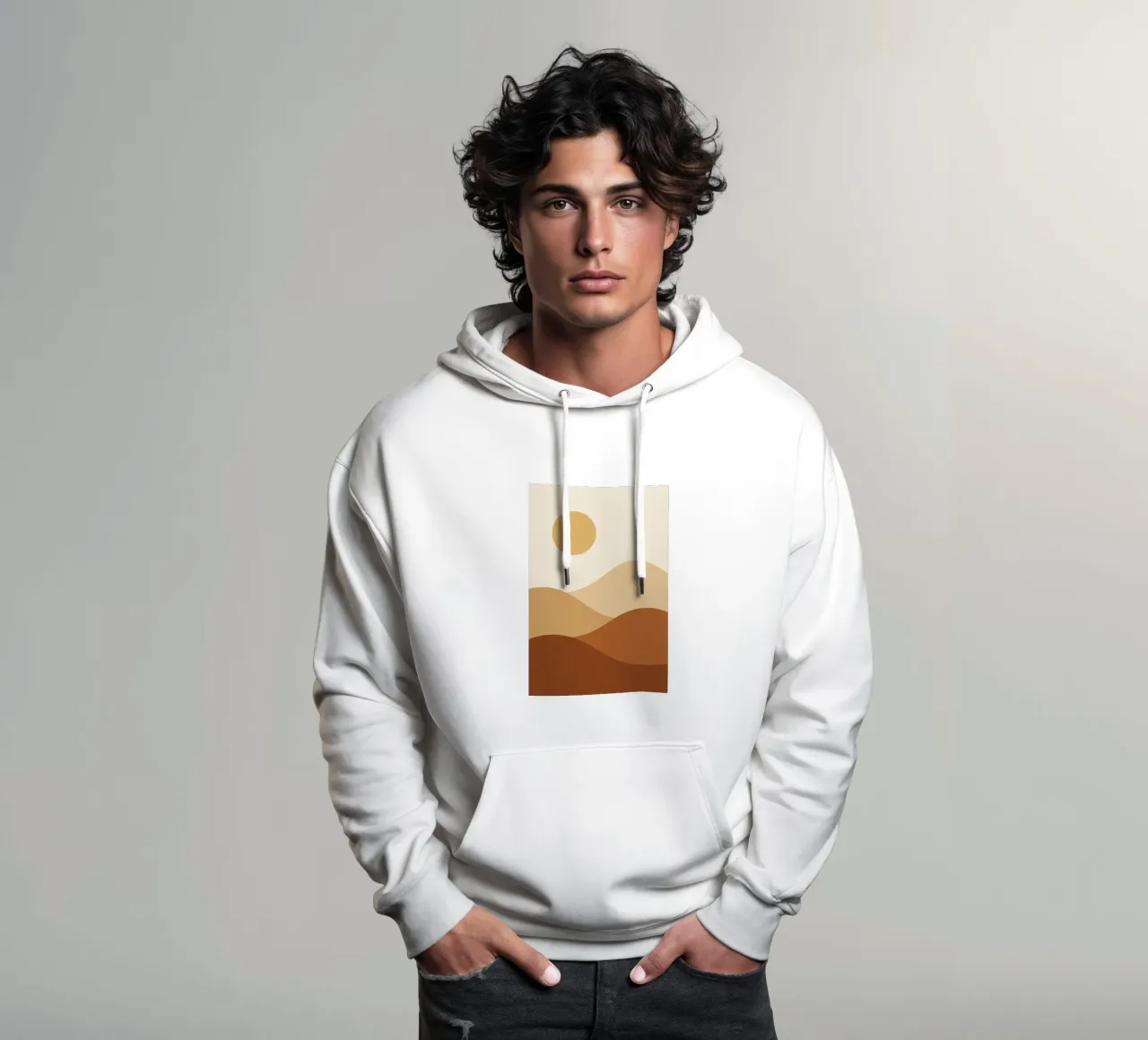 Minimal Desert - Serenità dorata per la vostra parete felpa con cappuccio da Affiches Soleil & Déco Lumineuse – Sunny