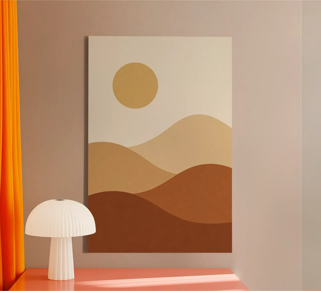 Minimal Desert - Golden serenity for your wall canvas with Floater frame by Affiches Soleil & Déco Lumineuse – Sunny
