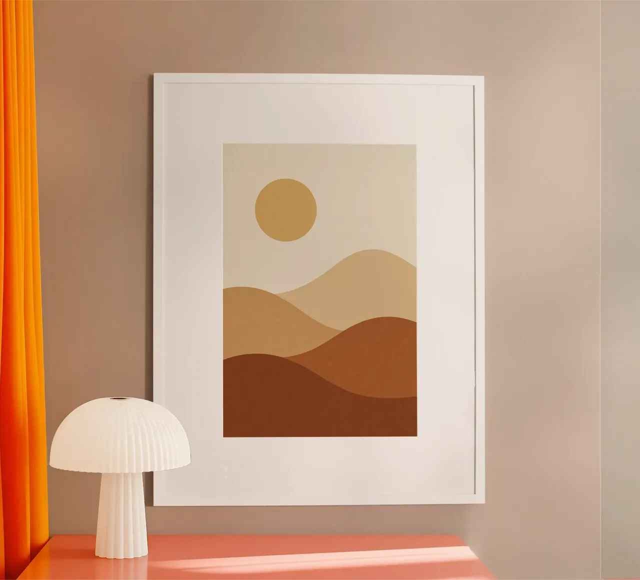 Minimal Desert - Goldene Gelassenheit für Ihre Wand Hahnemühle von Affiches Soleil & Déco Lumineuse – Sunny