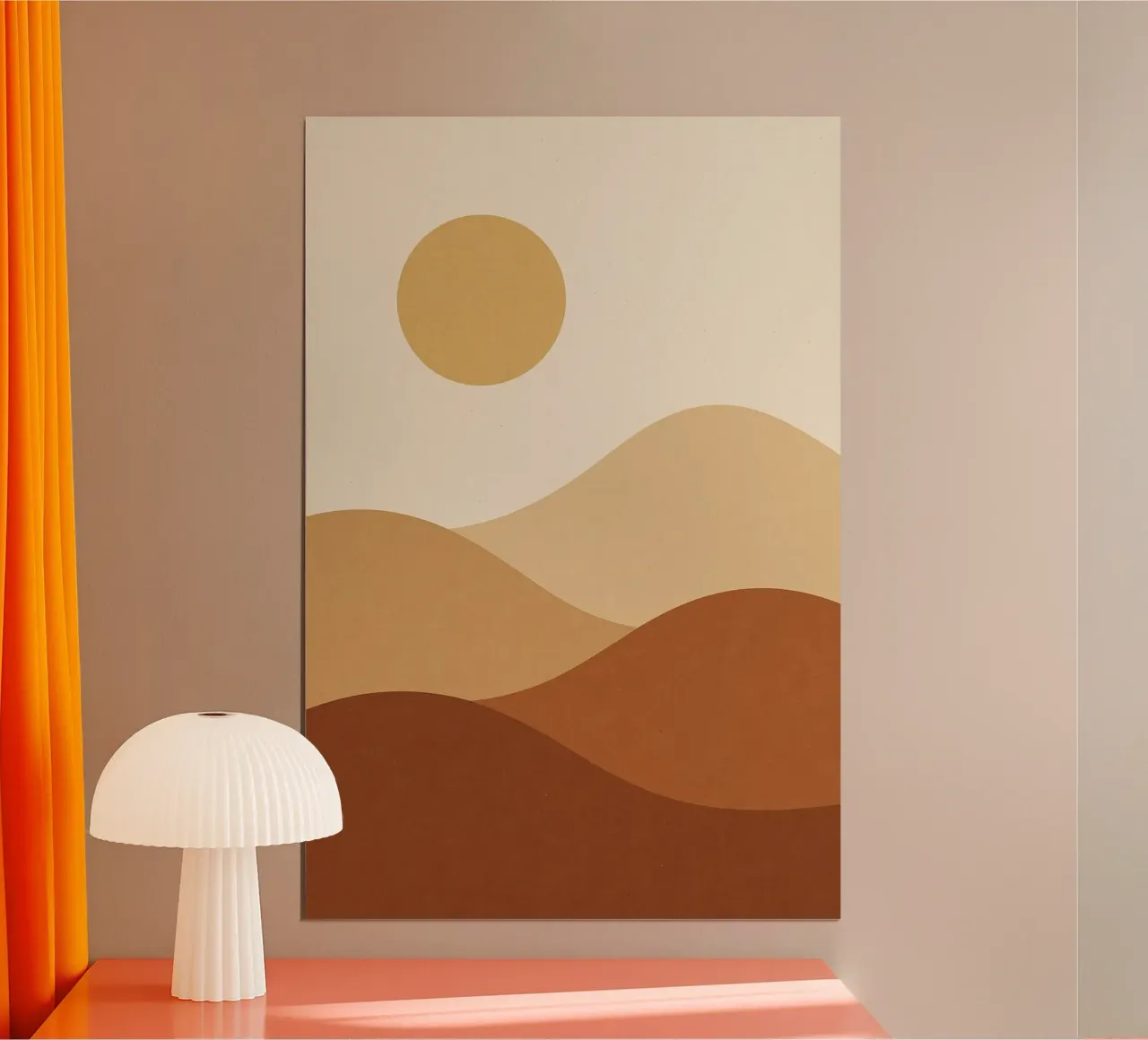 Minimal Desert - Goldene Gelassenheit für Ihre Wand Hahnemühle von Affiches Soleil & Déco Lumineuse – Sunny