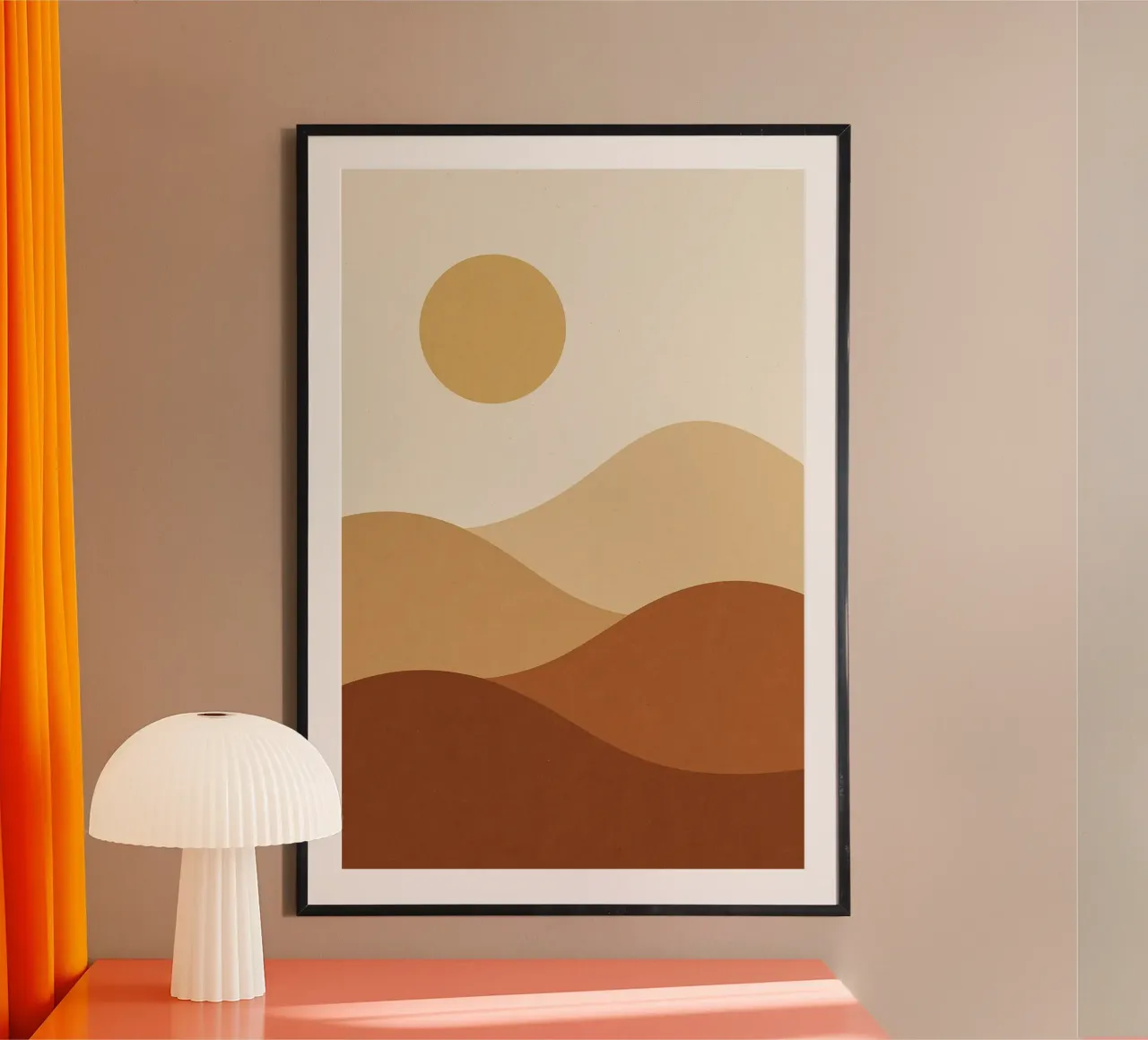 Minimal Desert - Goldene Gelassenheit für Ihre Wand Hahnemühle von Affiches Soleil & Déco Lumineuse – Sunny
