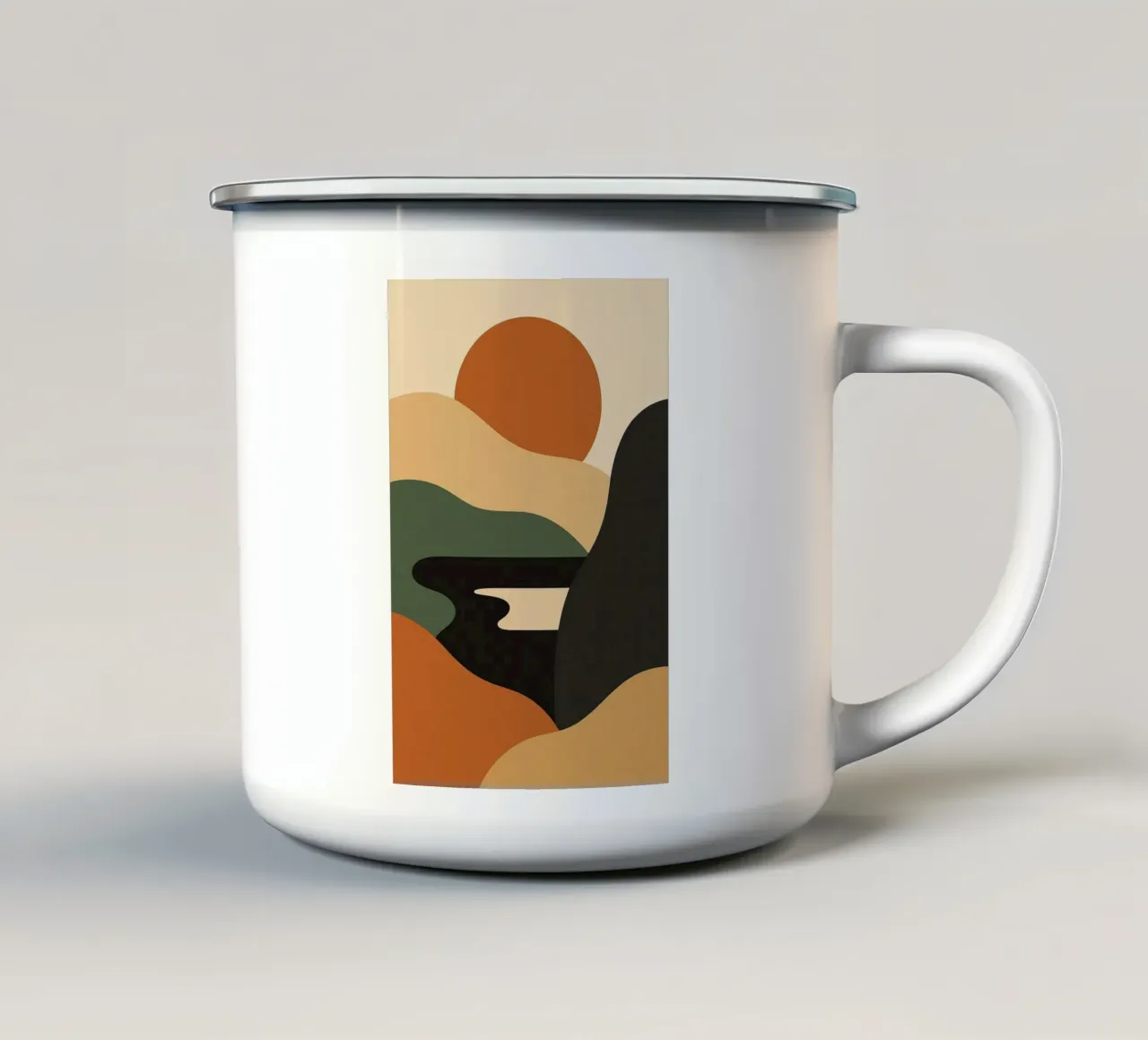 Sunset Mood - Astrazione poetica e colori caldi tazza in smalto da Affiches Soleil & Déco Lumineuse – Sunny