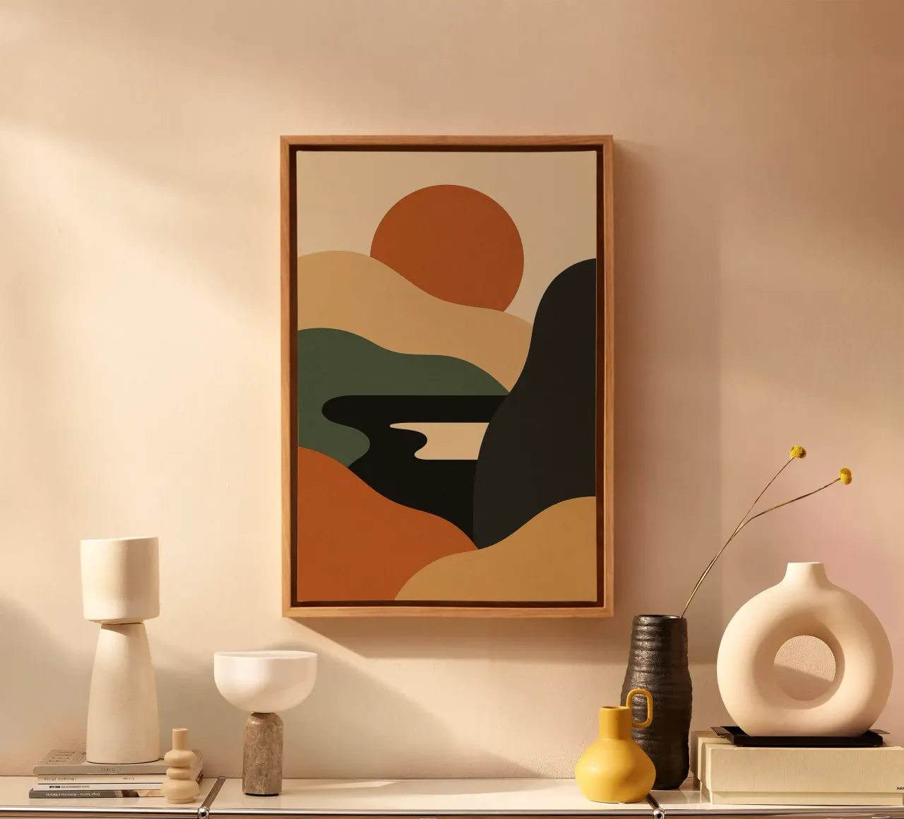 Sunset Mood - Poetic abstraction and warm colours canvas by Affiches Soleil & Déco Lumineuse – Sunny