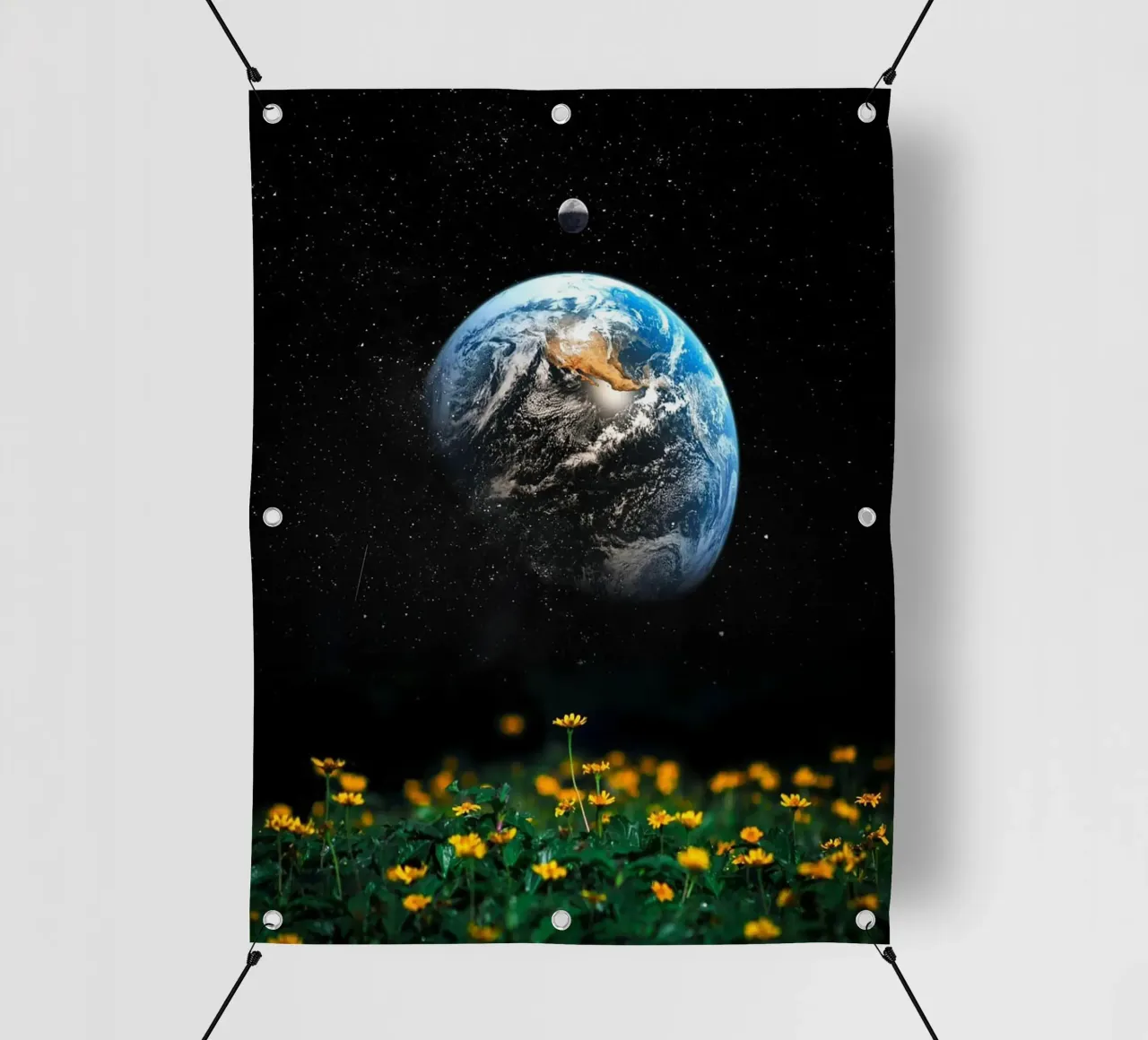 Earth In Space With Yellow Flowers pvc cover by Cute Art