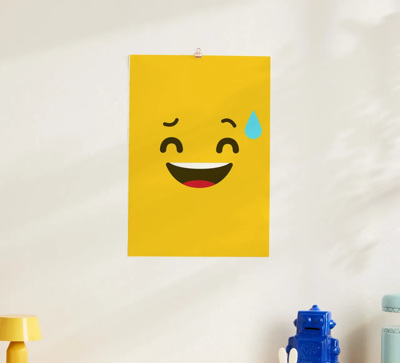 emoji del sorriso poster con telaio in plastica da Robert W Wakefield