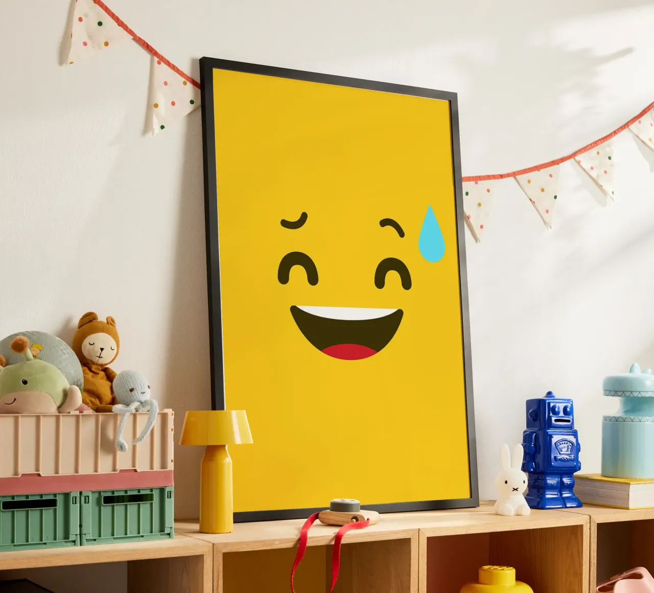 emoji del sorriso poster con telaio in plastica da Robert W Wakefield