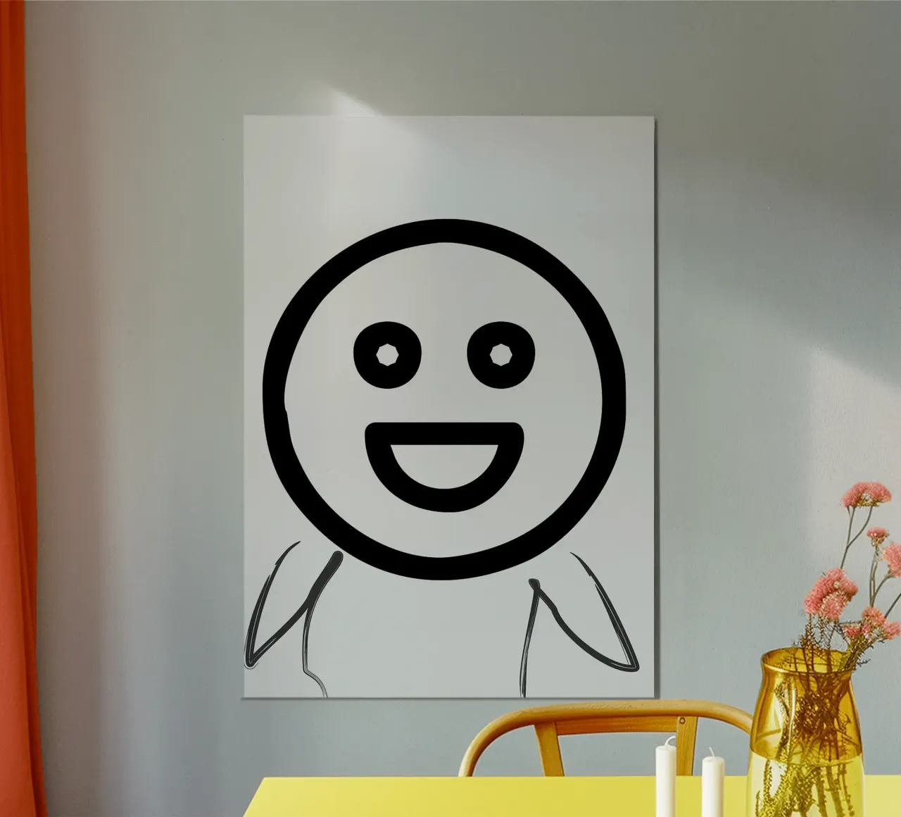 faccina sorridente emoji di felicità poster con telaio in plastica da Robert W Wakefield