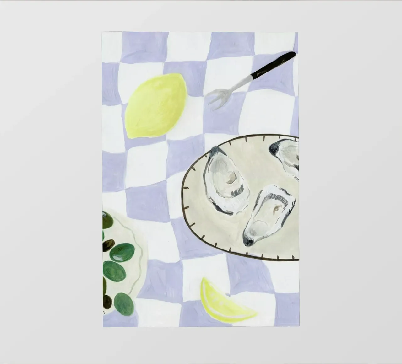 Oysters And Olives telo in pvc da Isabelle Vandeplassche