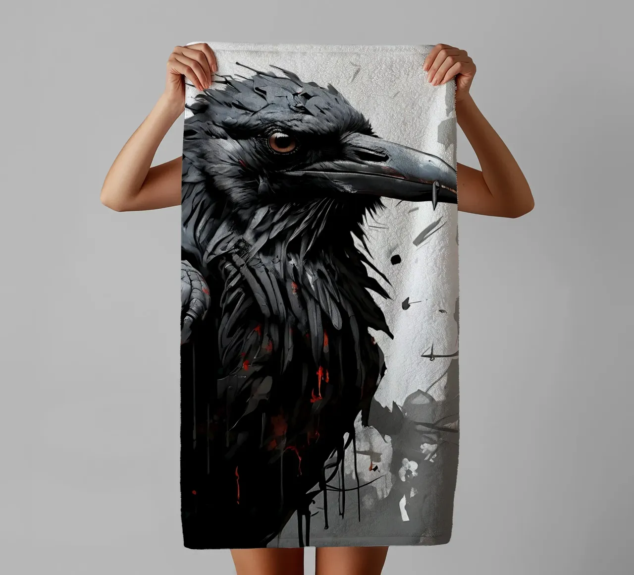 Crow_Style_I_1 towel by Tierisch bunt by LK