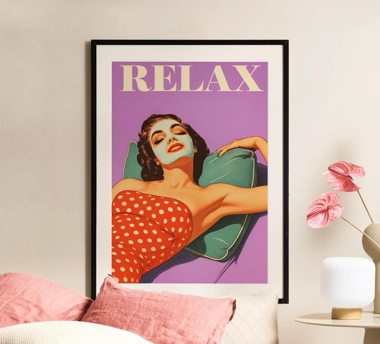 Relax Retro Housewife poster avec cadre en plastique de oneroad