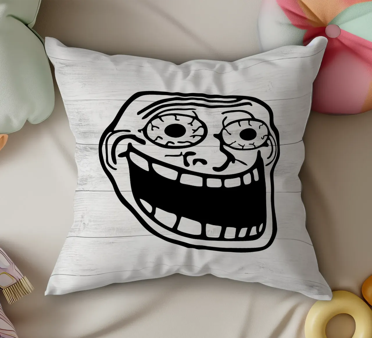 meme face smile cuscino da Robert W Wakefield