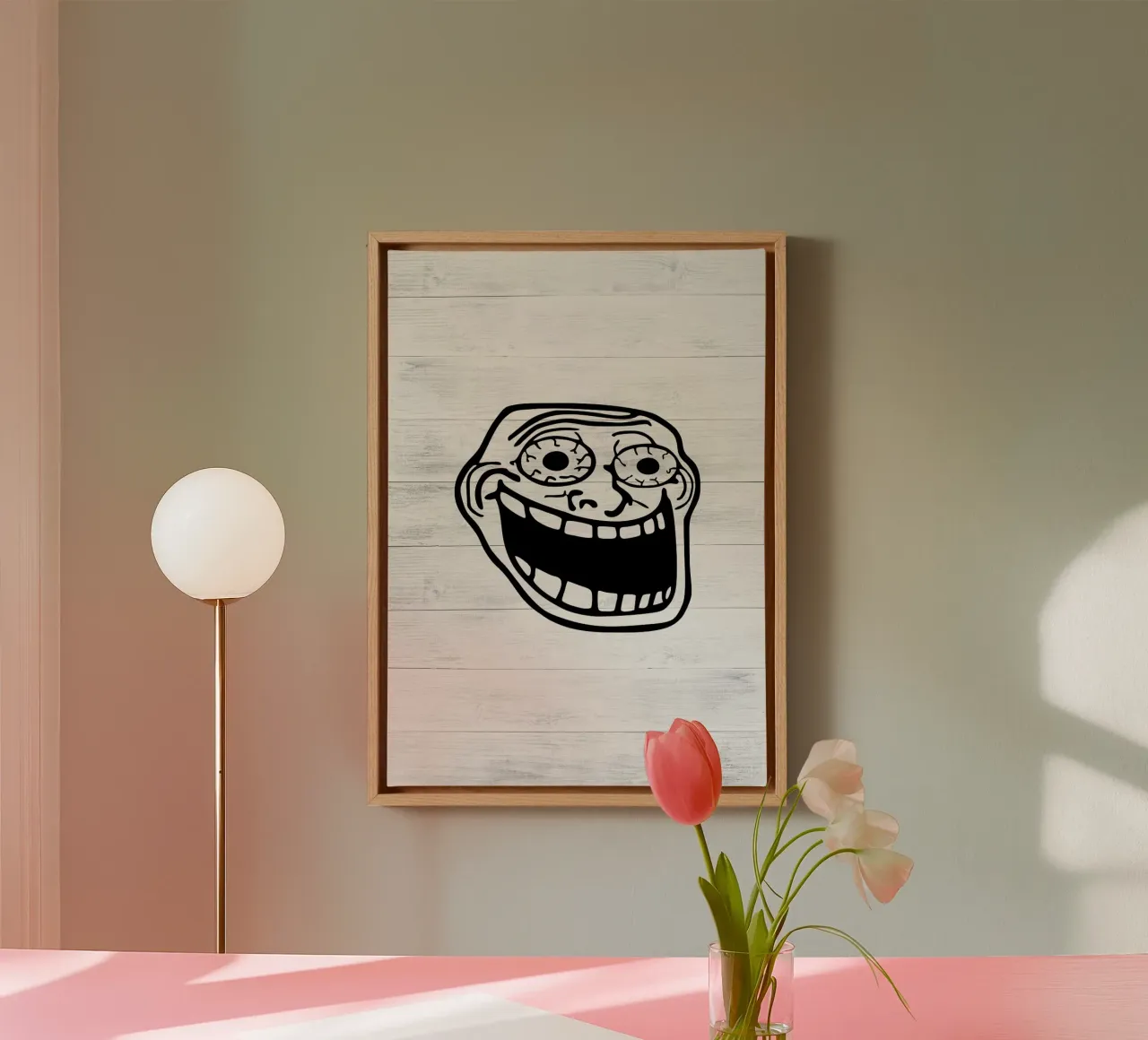 meme gezicht glimlach canvas met Baklijst van Robert W Wakefield