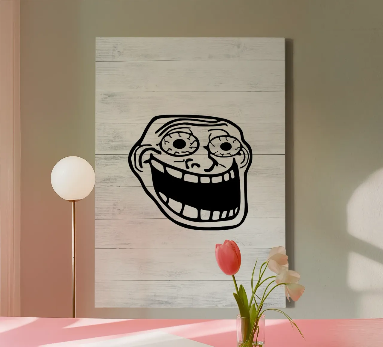 meme gezicht glimlach canvas met Baklijst van Robert W Wakefield